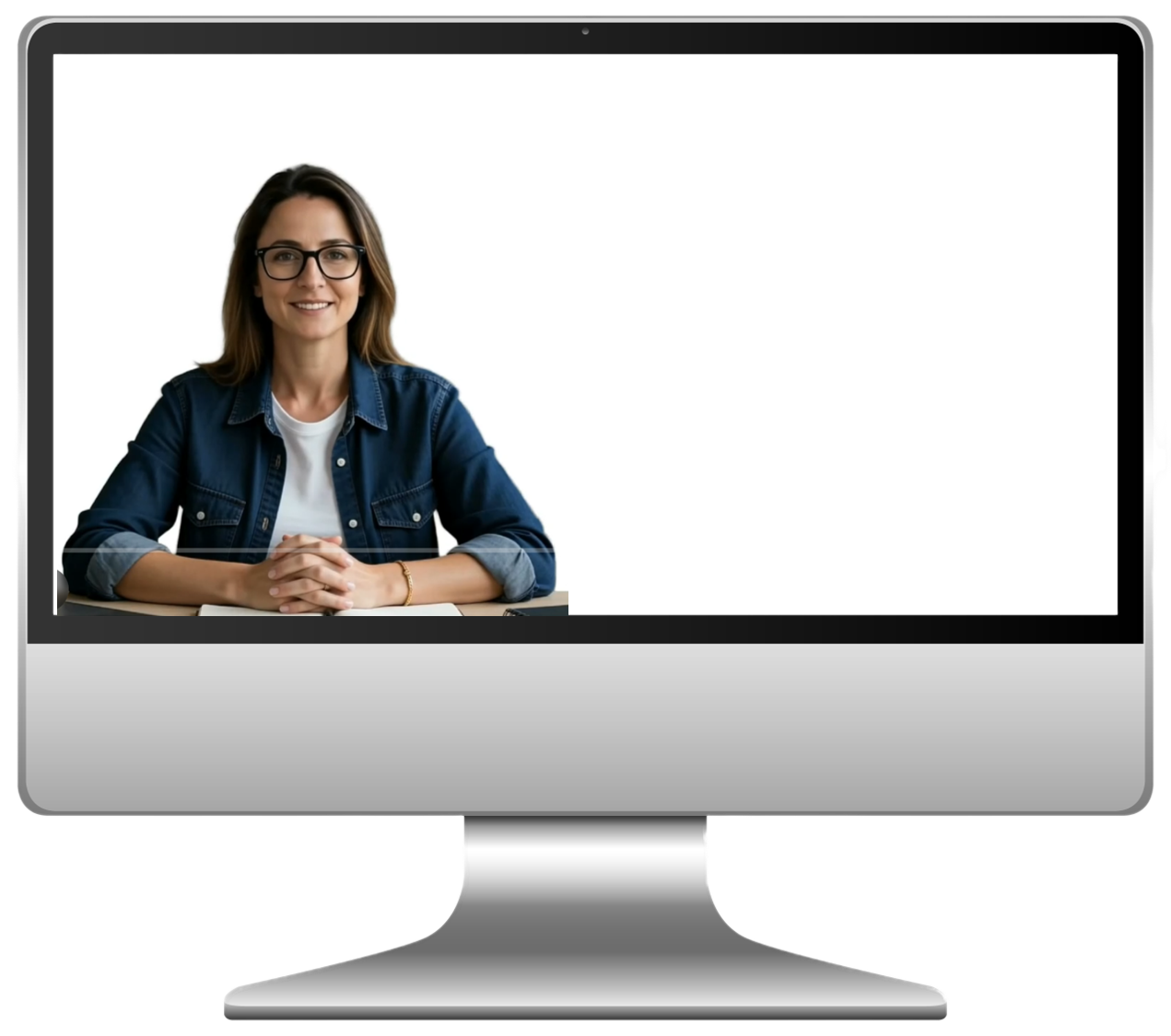 Full monitor and stand showing the MINDY web experience